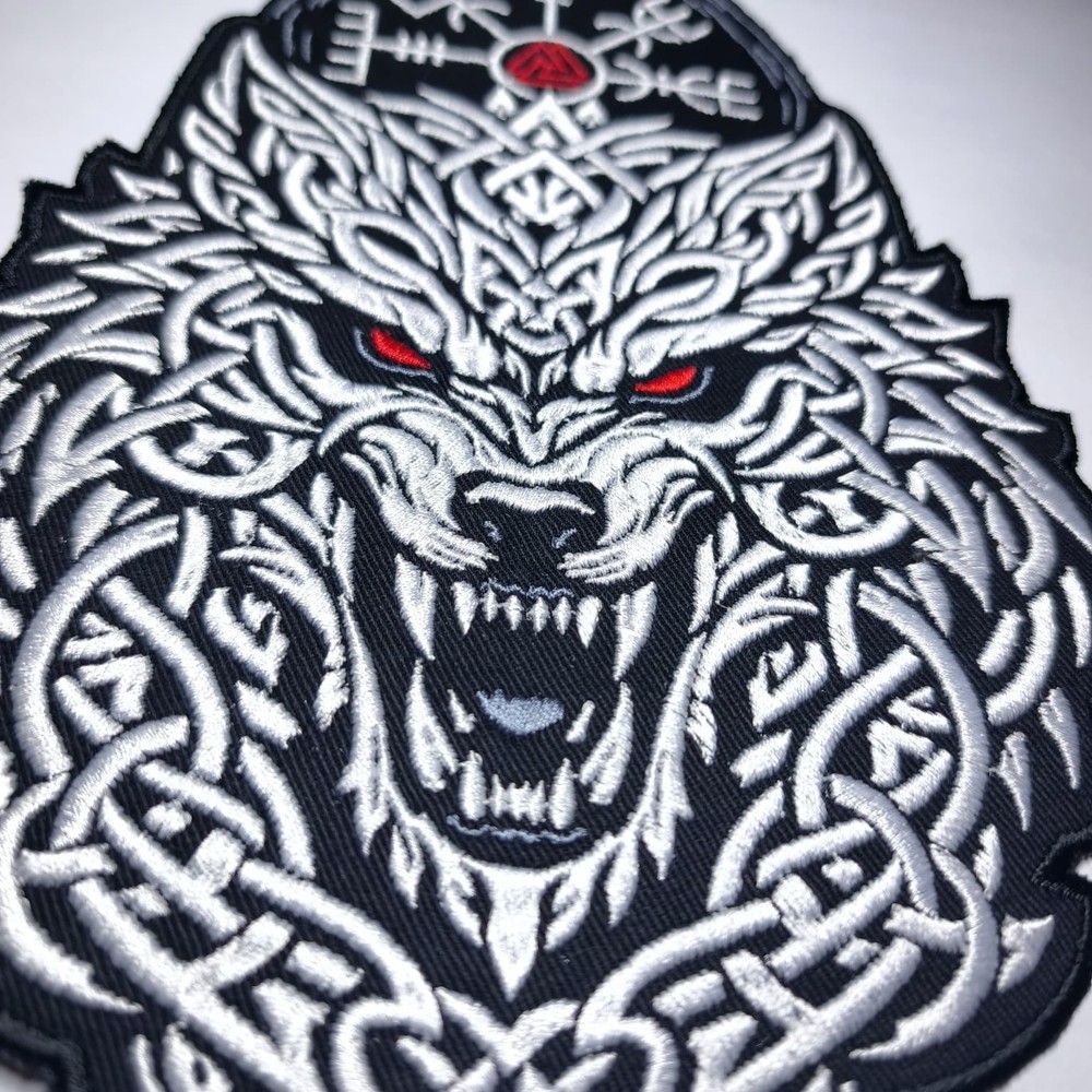 Viking Wolf Back Patch Embroidered Large Norse Biker Jacket Vest Patch
