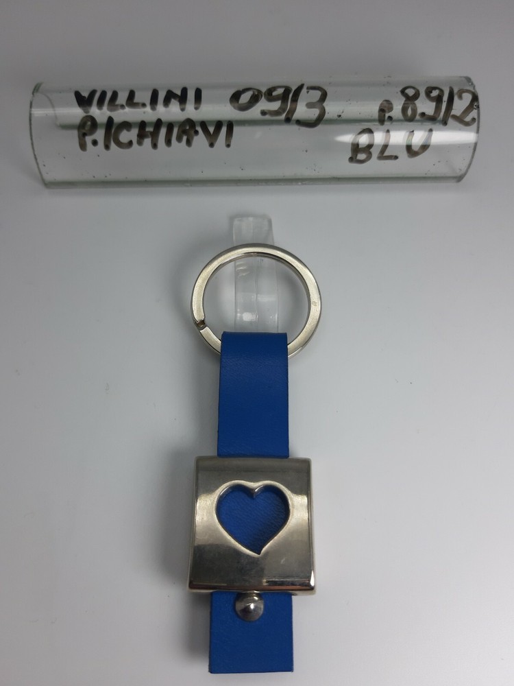 Keychain - Leather/metal - Blue/Chrome - Cod.09/3 - Villini