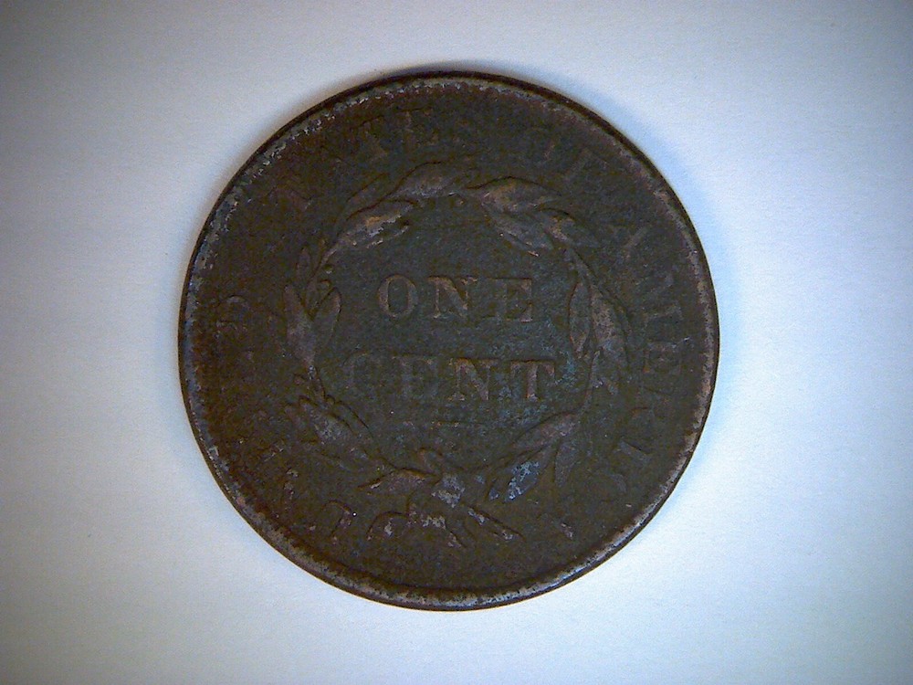 1837 U.S. LARGE CENT, CORONET CENT, porous surface