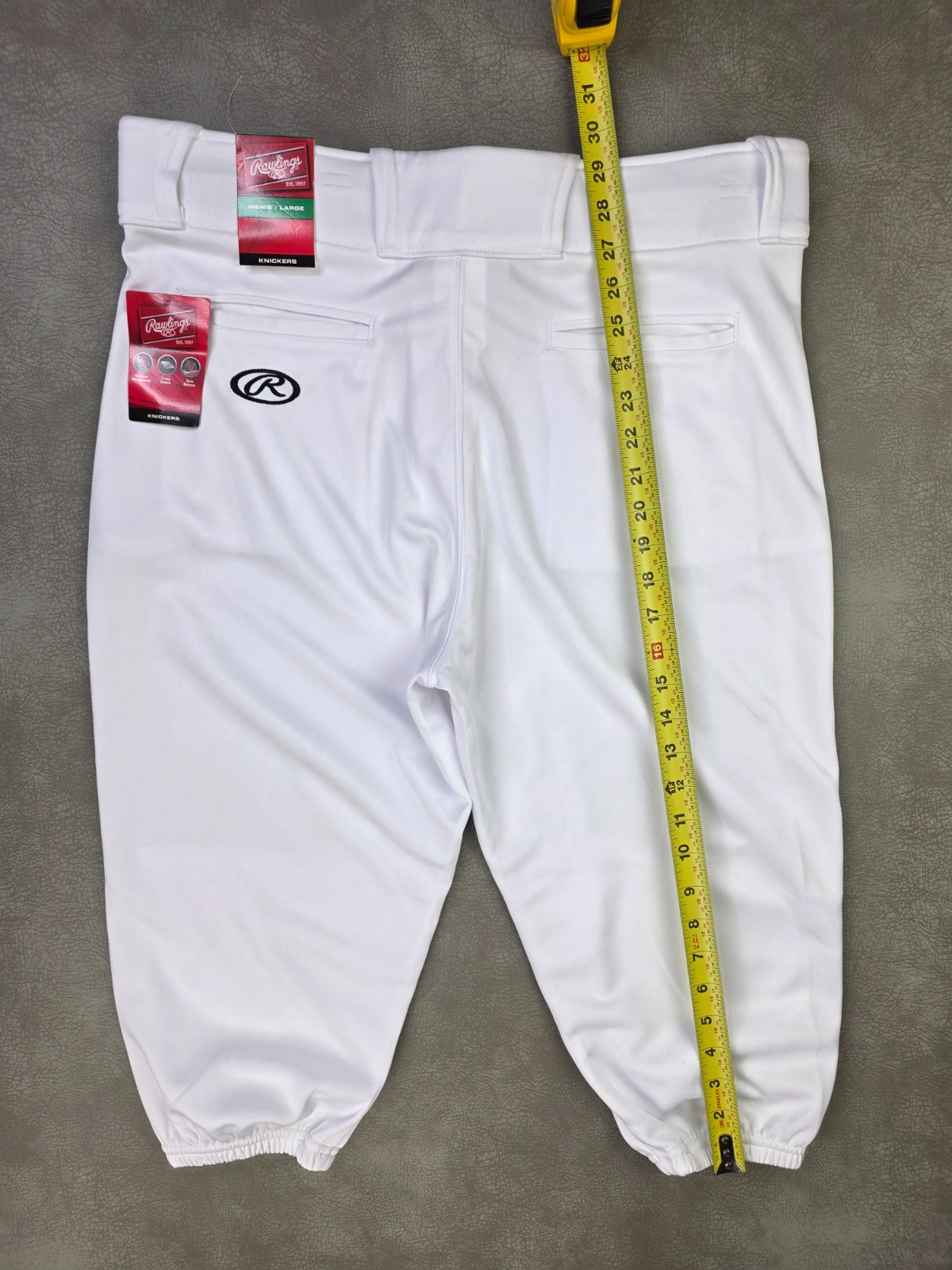 Rawlings Size Large Mens White Baseball Knickers Embroidered Logo Pants NWT
