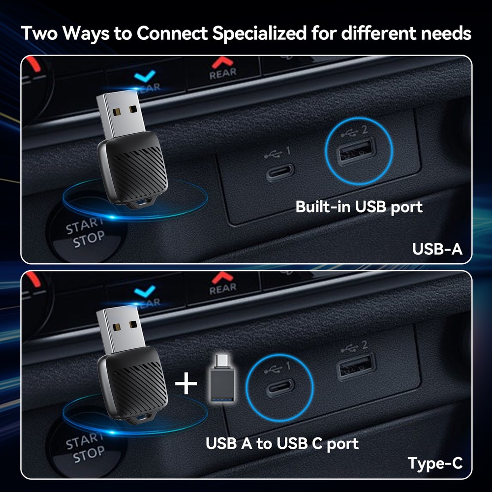 Wireless Carplay&Android Auto 2 In1 Adapter Wired To Wireless Carpay