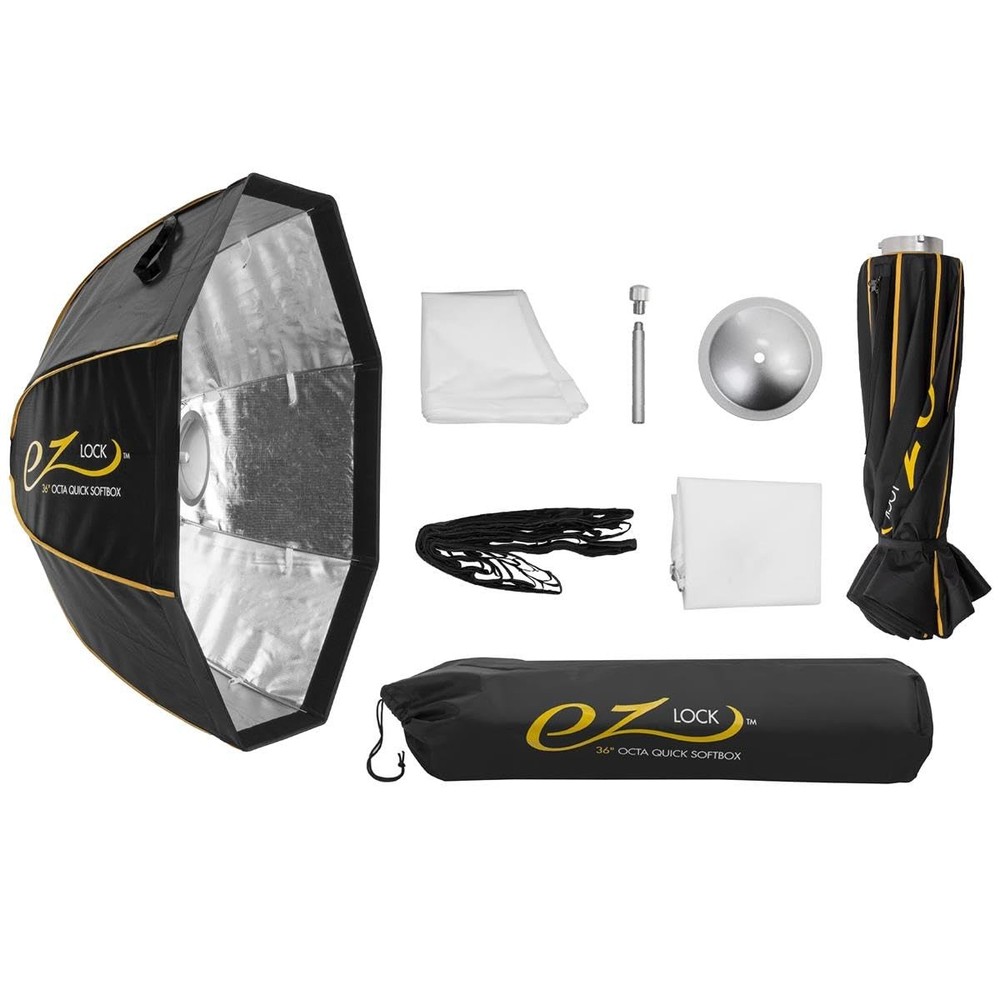 Glow EZ Lock 36" Octa Small Quick Softbox, Eight-Sided black, silver