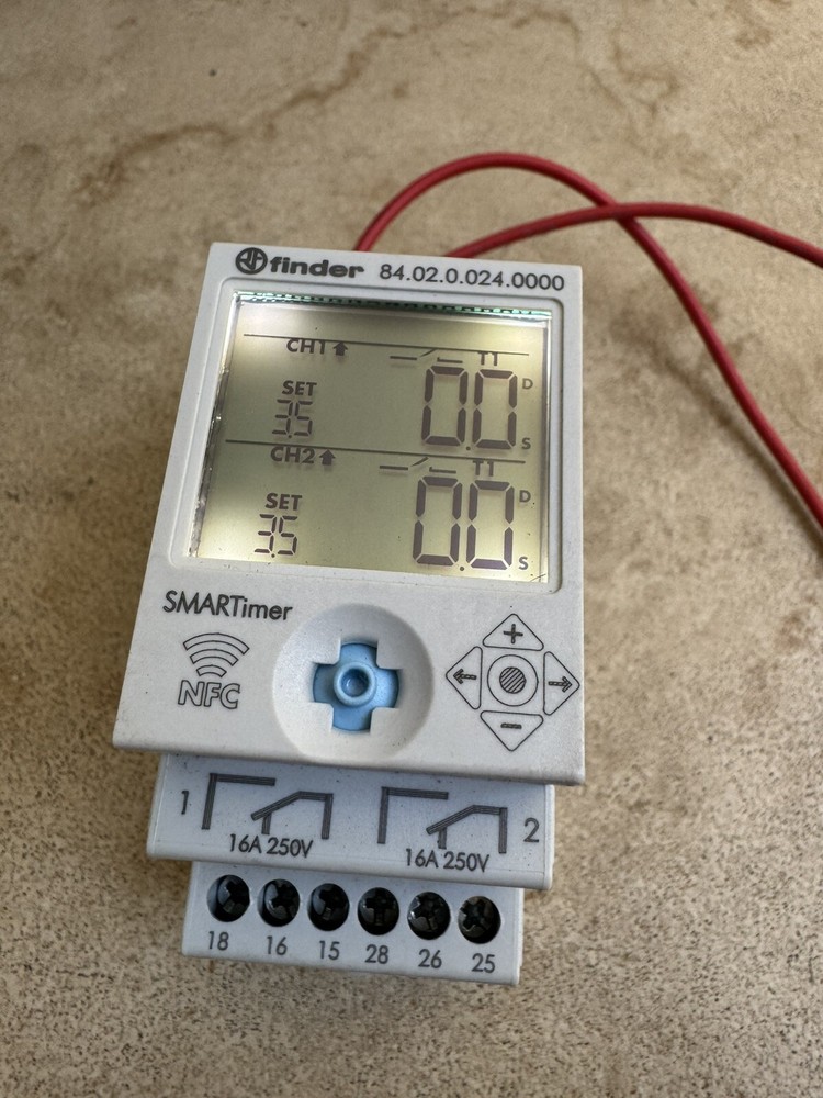 Finder 16A Multifunction Programmable SMARTimer 12-24VAC/DC w/ 2 Channels Used.