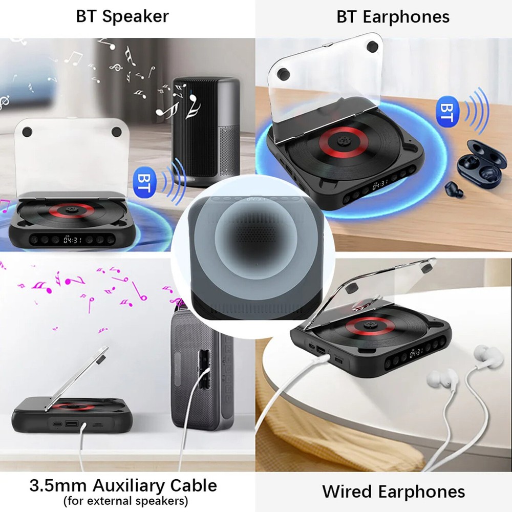 Rechargeable Blue Tooth Speaker Multi Functional CD Player Desktop/USB Portable
