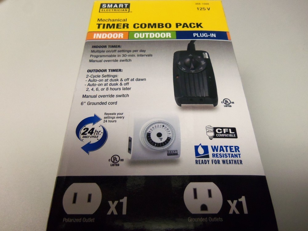 Indoor & Outdoor Timer, Timer Combo 2 Pack, On @ Dusk, Off @ Dawn