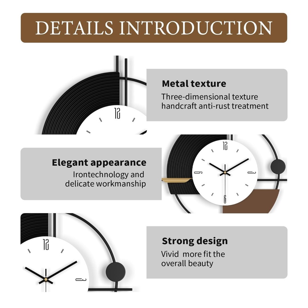 Modern Wall Clock for Living Room,Large Decorative Wall Clock,Digital Creativ...