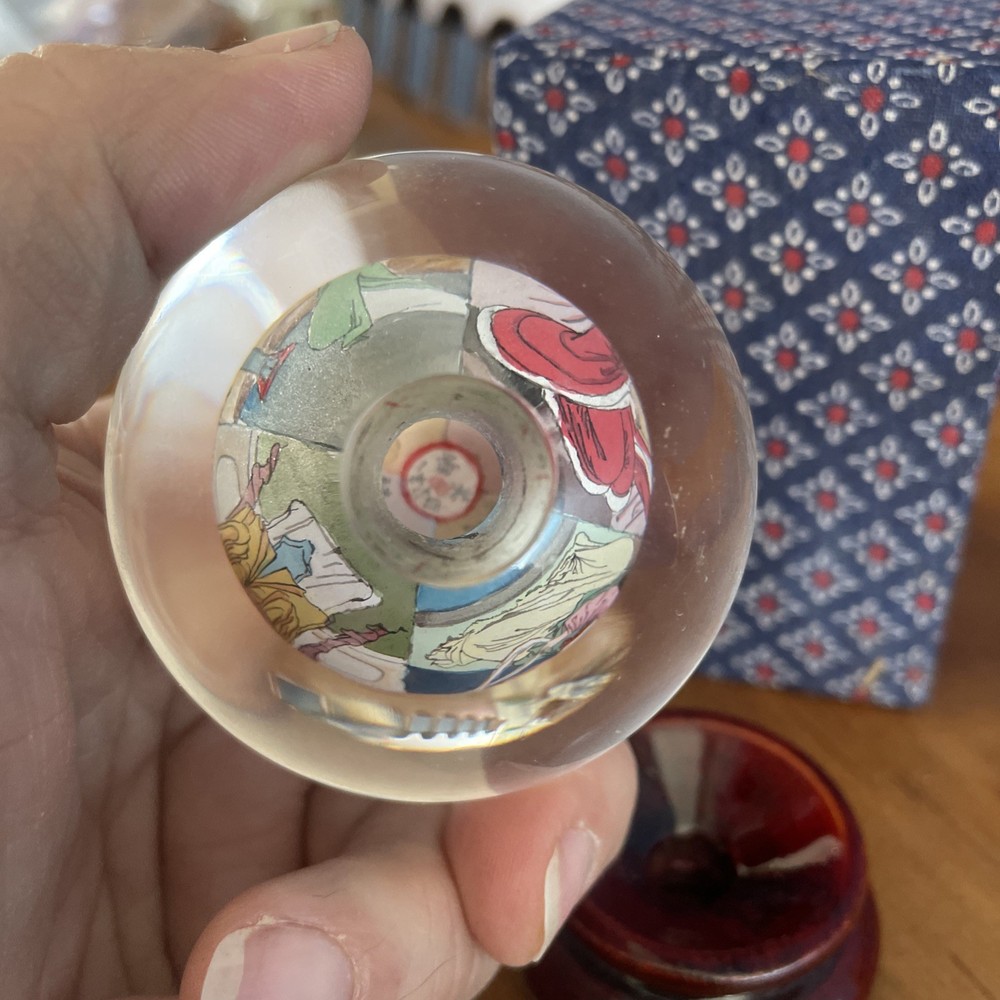 Chinese Reverse Painted Rotating Crystal Ball on base
