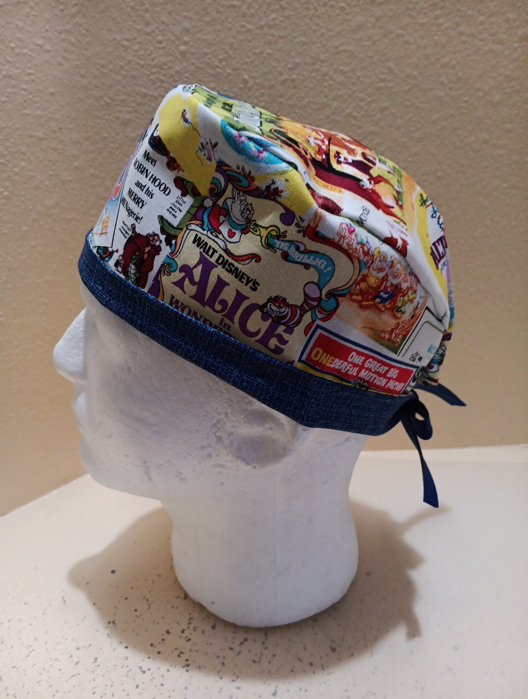 Disney Book Covers Men's Skull/Chemo Surgical Scrub Hat/Cap Handmade