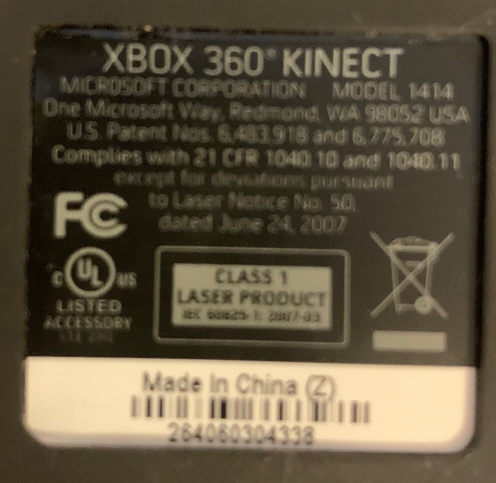 Genuine Microsoft XBOX 360 Kinect Sensor Bar Model 1414 Black