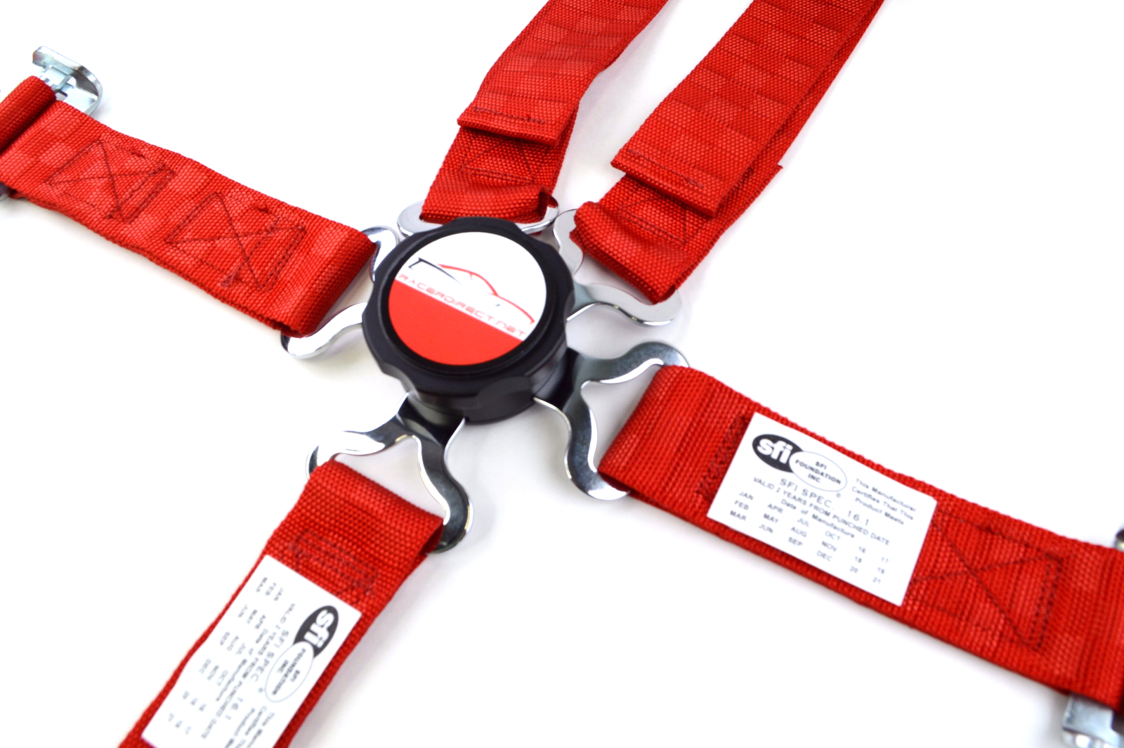 QUARTER MIDGET UNIVERSAL RACING V HARNESS 5 POINT CAM LOCK 2" SFI 16.1 RED CHECK