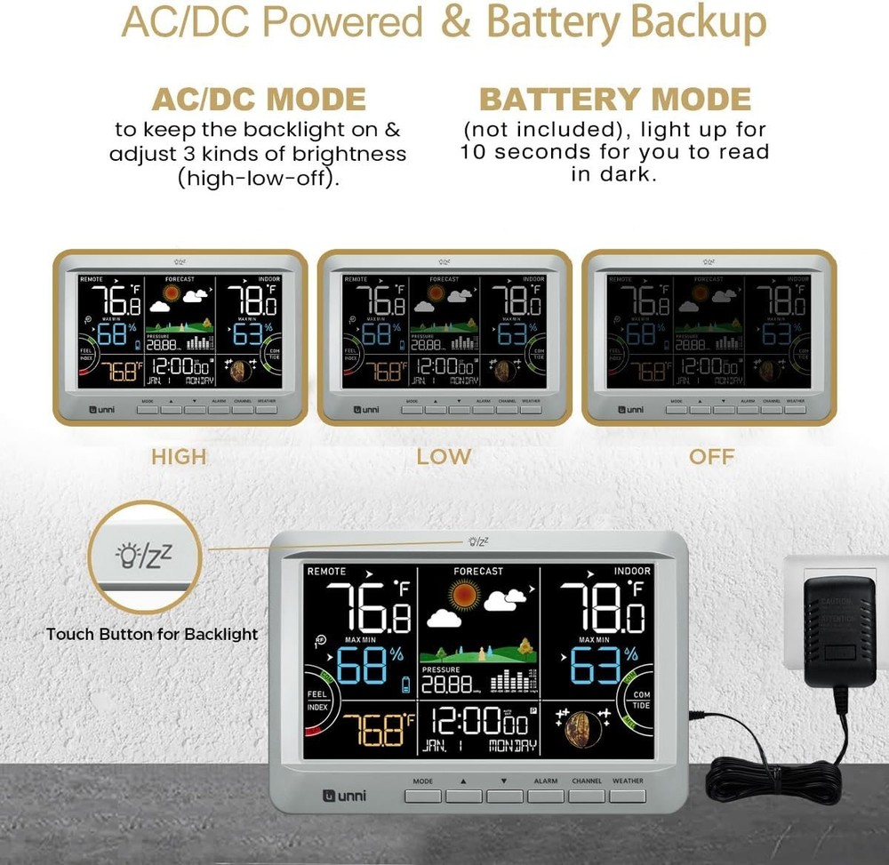 Compact Atomic Clock Weather Station with 330ft Wireless Range and Easy Setup