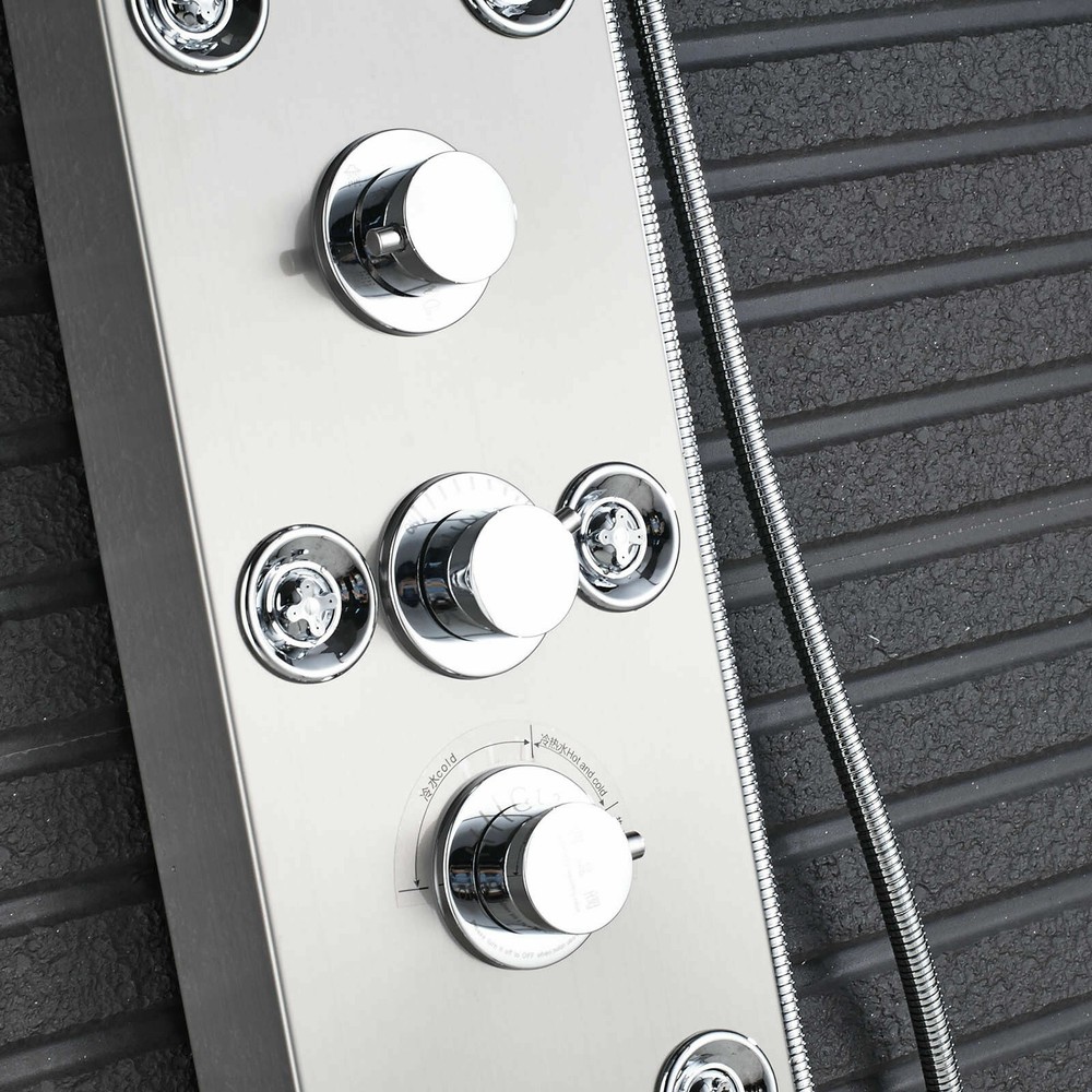 Shower Panel Tower System LED Rainfall&Waterfall Head Massage Stainless Body Jet