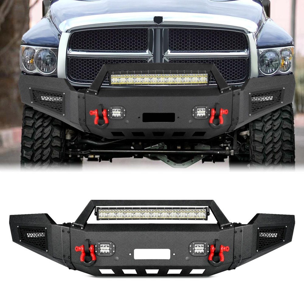 前绞车保险杠套件 RAM 2500 3500 2003 - 2005 黑色越野钢 LED