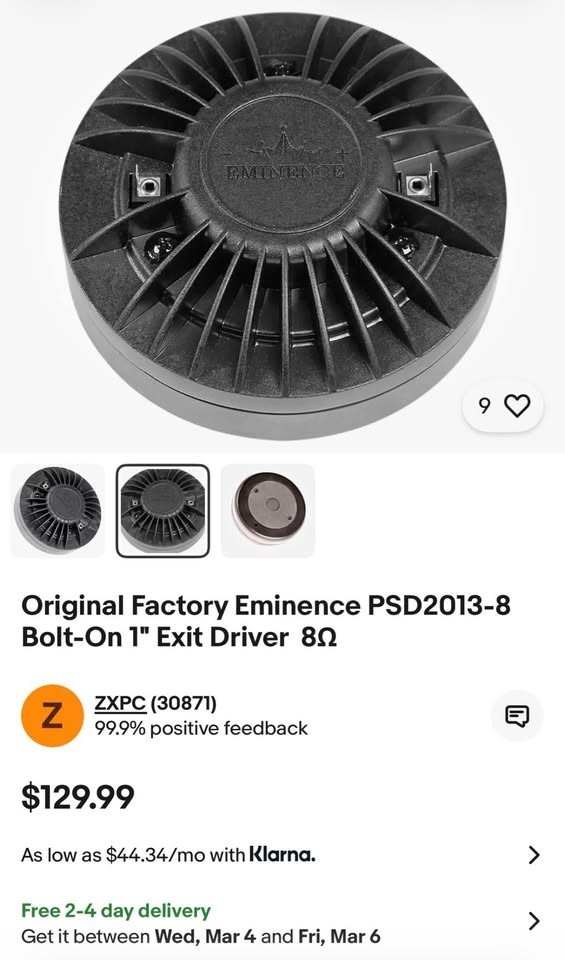Eminence PSD2013-8 Bolt-On 1" Exit Driver 8Ω