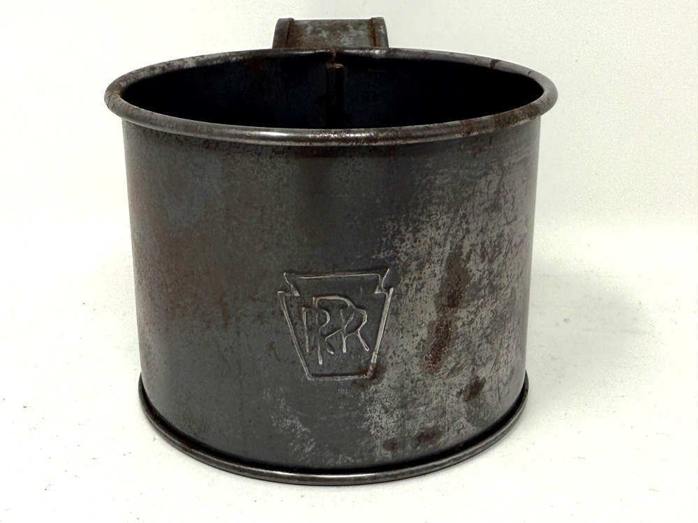 PRR marked tin drinking cup Pennsylvania Railroad