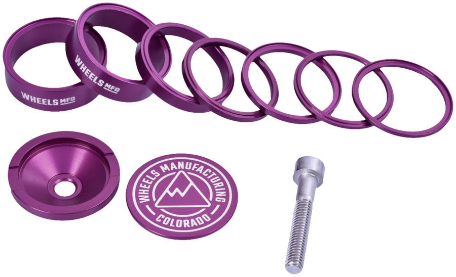 Wheels Manufacturing Pro StackRight Purple Headset Spacer Kit with Interlocking