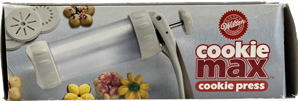 Wilton Cookie Max Cookie Press With 12 Unique Discs Cushion Grip Open Box