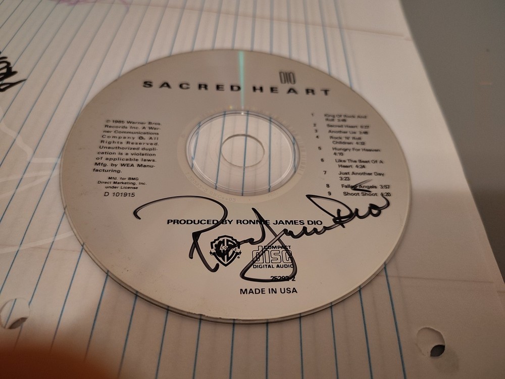 Ronnie James Dio Signed Sacred Heart Cd Disc Impossible Find Black Sabbath