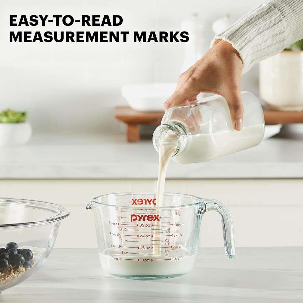 Pyrex Essentials (3-Pack) Glass Measuring Cups Set, (1, 2 & 4 Cup) Measuring Cup