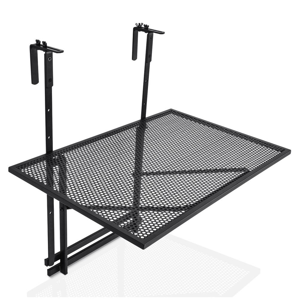 Patiojoy Folding Hanging Table Adjustable Balcony Railing Table Patio Deck Black