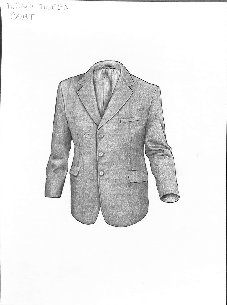 Gentleman's Tweed Coat Graphite Drawing