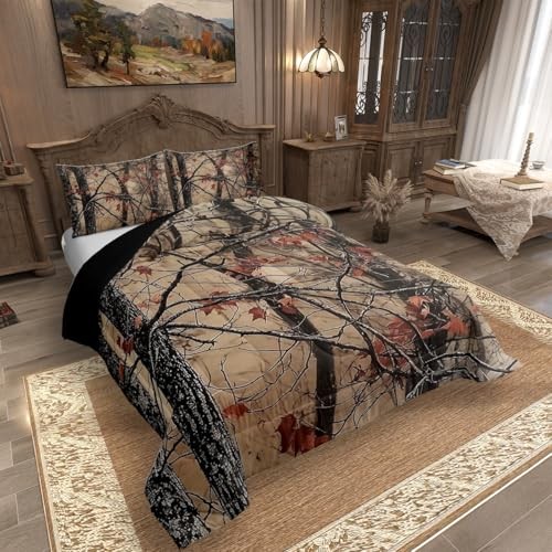 Camo Comforter Set Size,Rustic Western Bedding Sets for Queen Black Yellow