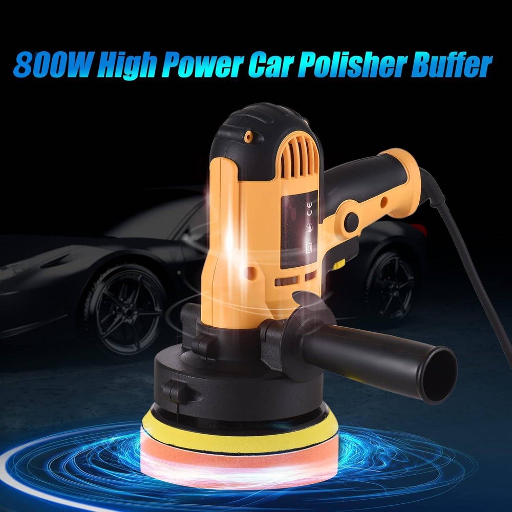 800W Multi-Function Car Polisher Buffer Sander Machine Waxing with Sponge Pads