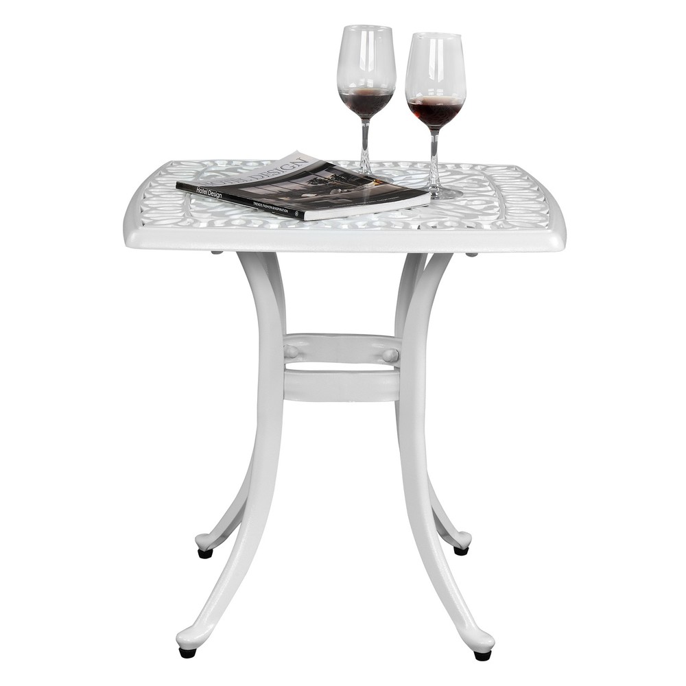 Outdoorr Cast Aluminum Square Table, End Table Side Table for Paio Backyard Pool