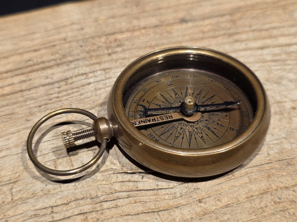 Antique Style Solid Brass Pocket Compass