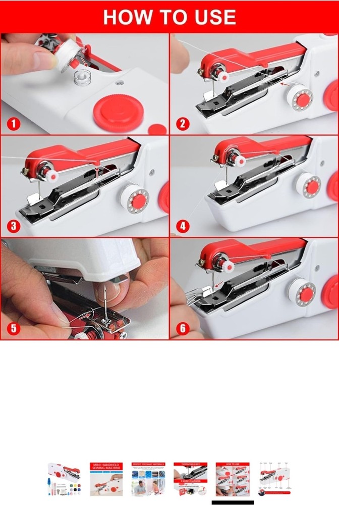NEW Handheld Sewing Machine Kit - Portable Mini Cordless Stitcher + Tools