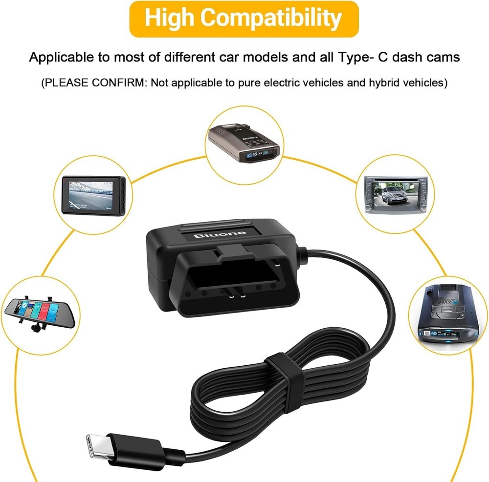 High Compatibility Type-C OBD Power Cable for Dash Cameras - Smart Design
