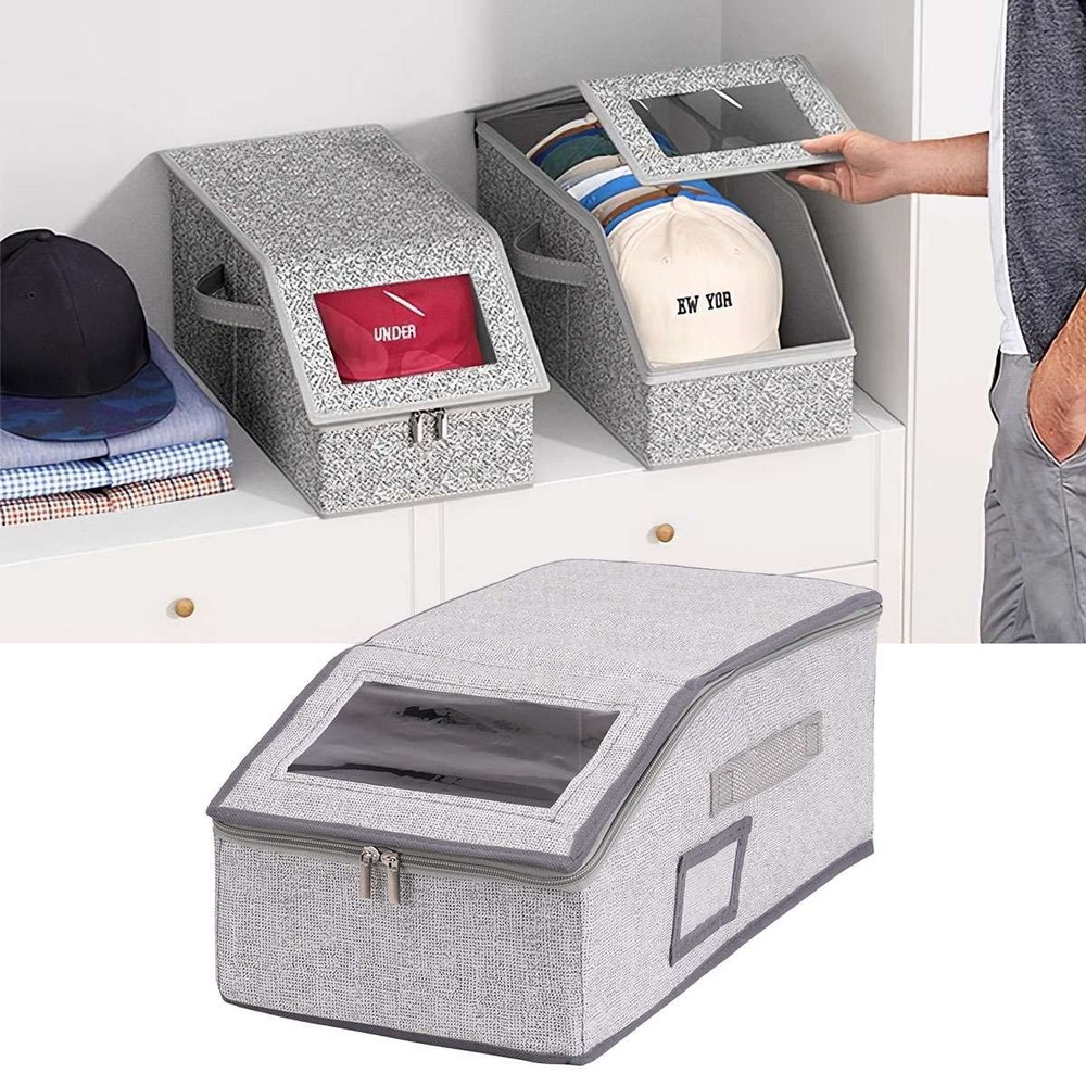 Stackable Hat Storage Organizer for Baseball Caps 12 Caps Hat Box with Lid