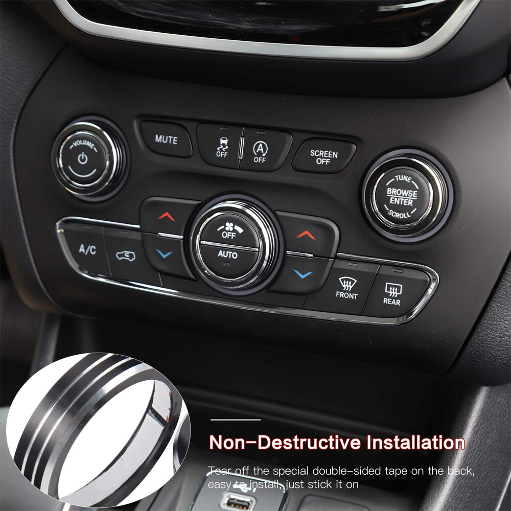 Console Volume Radio AC Knobs Switch Button Cover for Jeep Grand Cherokee 2014+