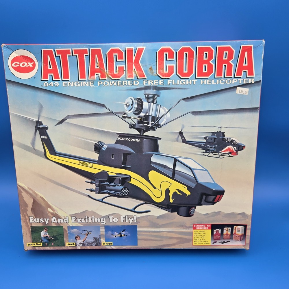 COX ATTACK COBRA .049 ENGINE POWERED FREE FLIGHT HELICOPTER NEW!