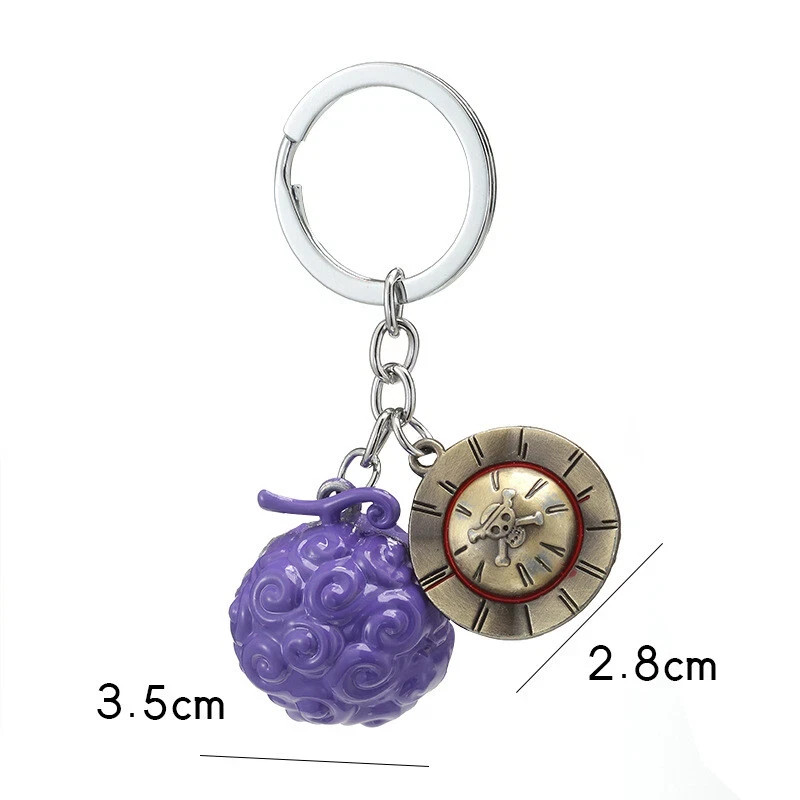 Anime One Piece KeyChain Devil Fruit Figure Straw Hat Holder Key Ring Full Set
