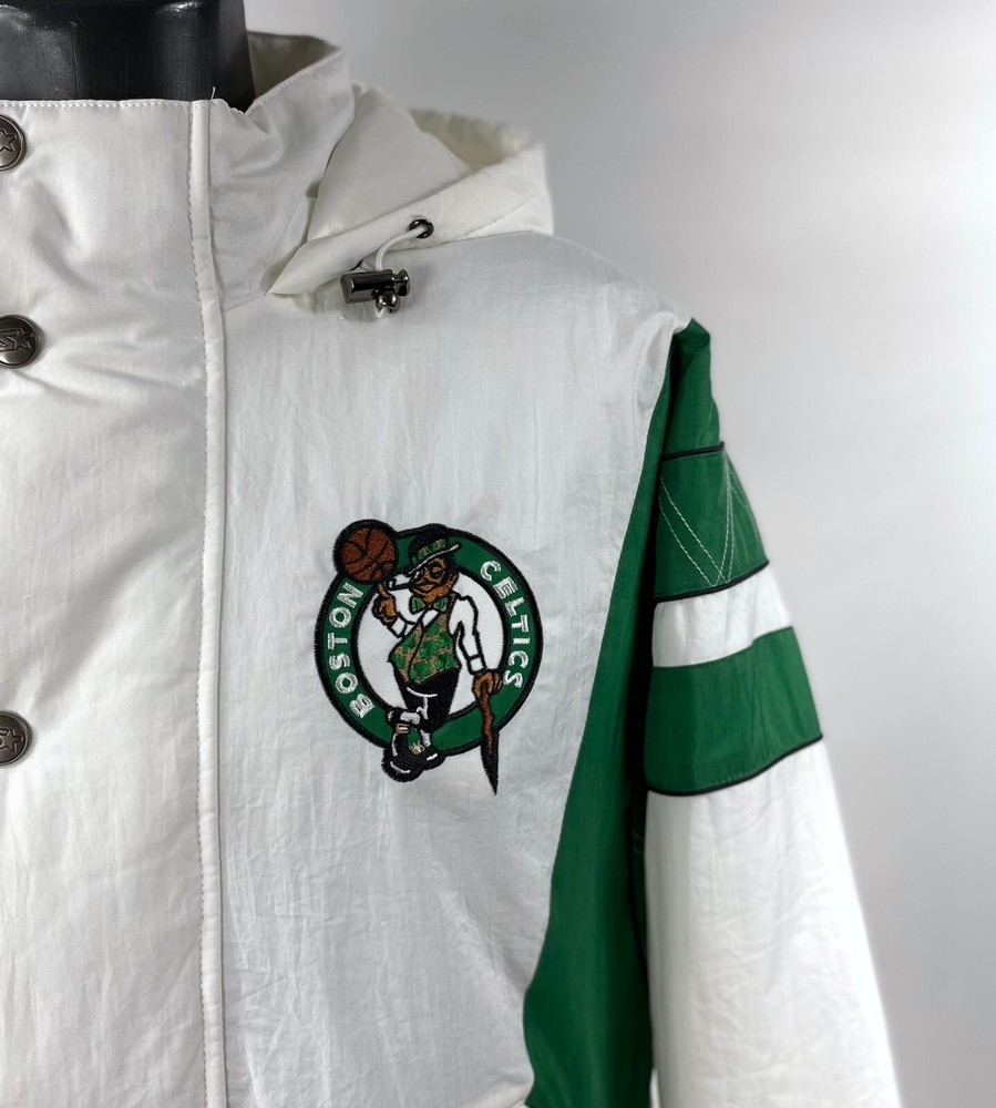Celtics Jacket Boston Starter Hooded Half Zip Pullover WHITE 3X 4X 5X 6X