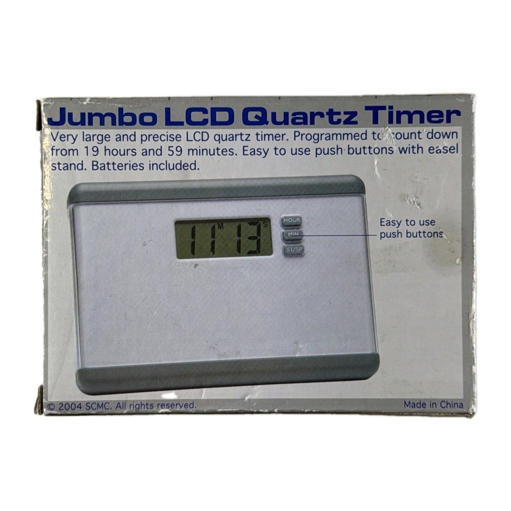Jumbo LCD Quartz Timer Digital Countdown Kitchen Timer Battery Powered Open Box