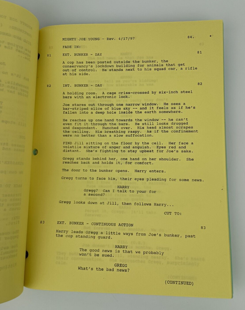 Mighty Joe Young Original Script with multiple revision page colors