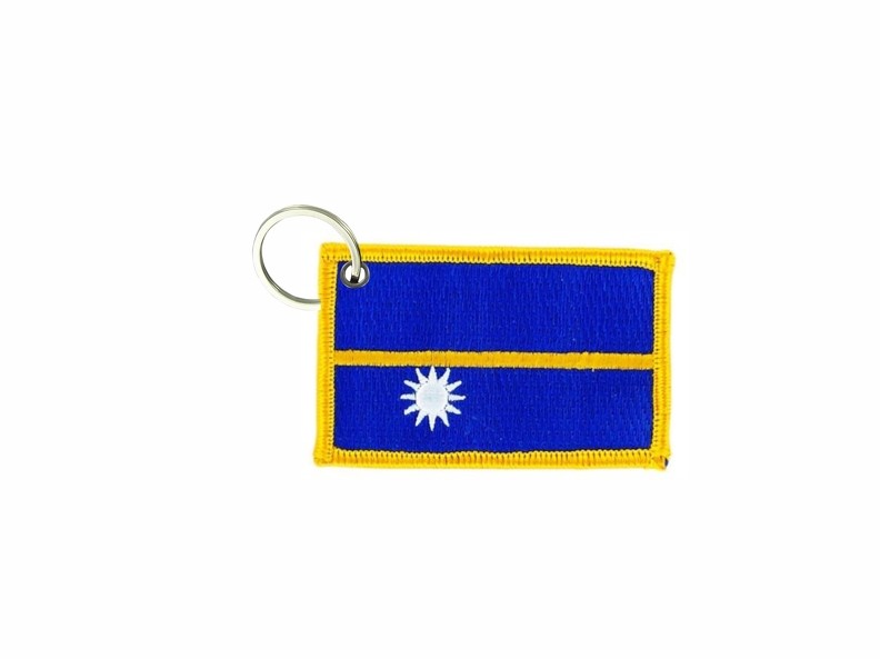 Keychain keyring embroidered embroidery patch double sided flag nauru