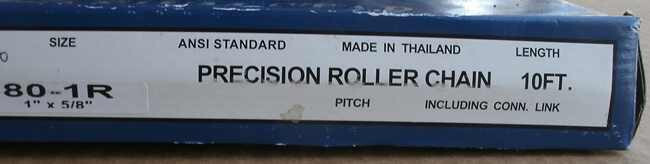#80-1R Precision ANSI Single Strand Solid Bushing Roller Chain 10Ft Roll