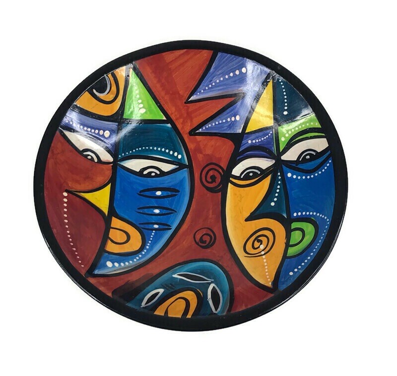 Abstract Face Pottery Dish