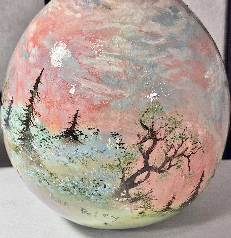 Hand painted Gourd Western Scene Signed!