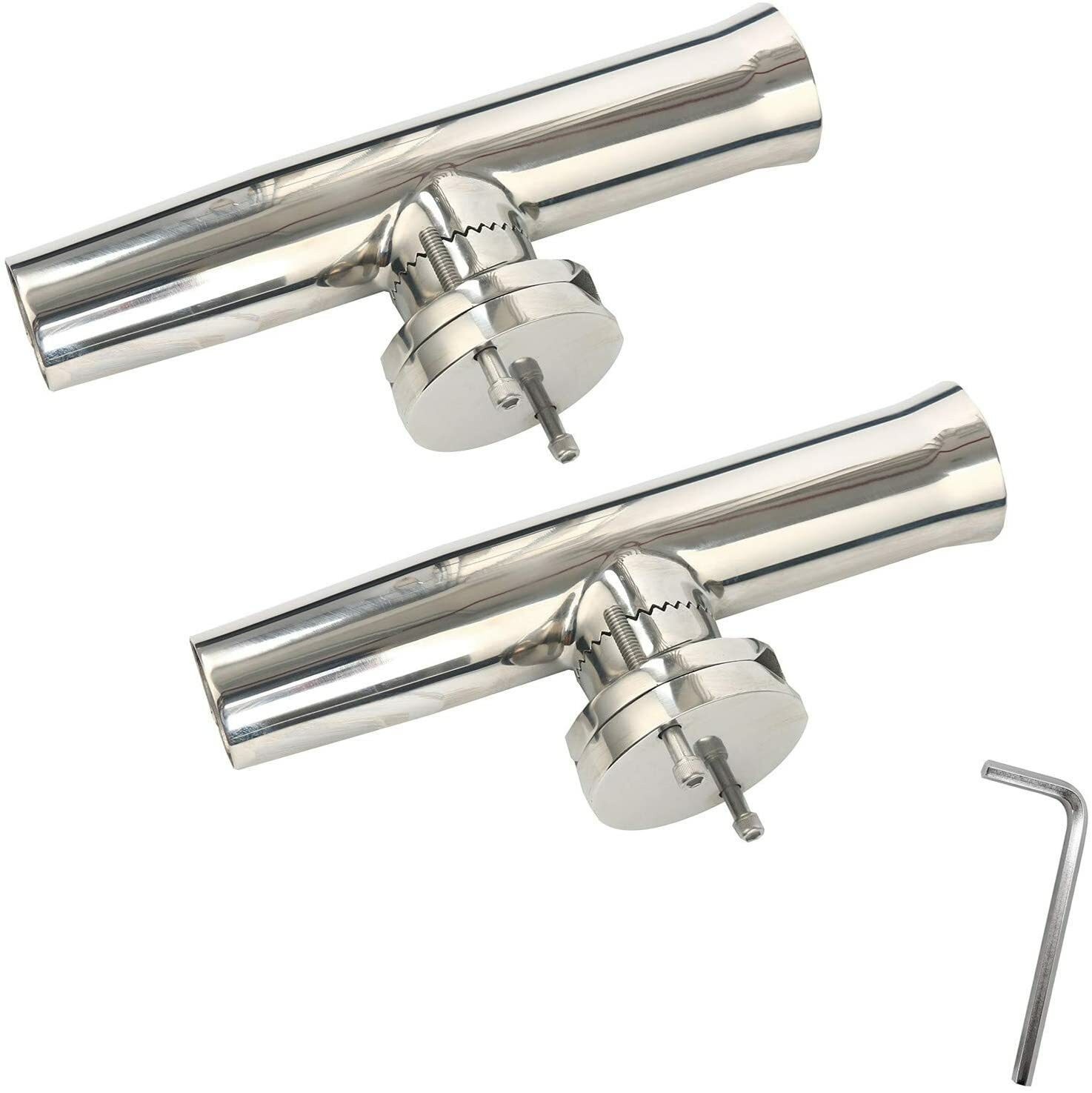 Amarine Made 2 Pack Stainless Clamp on Fishing Rod Holder for Rails 1-1/4" to 2"