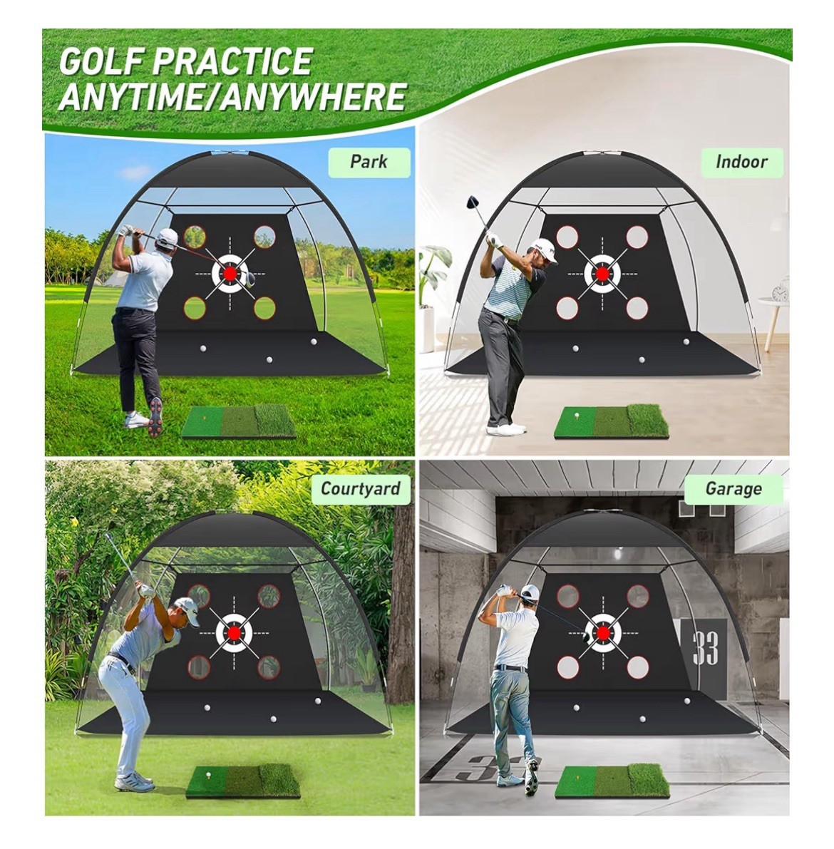 10x7ft Golf Practice Net with Hitting Mat and Balls