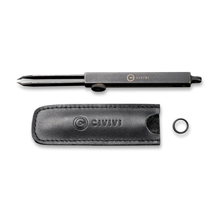 Civivi Tac-N-Tweeze Stainless Steel Tweezers Brass Handle Black Stonewash Finish
