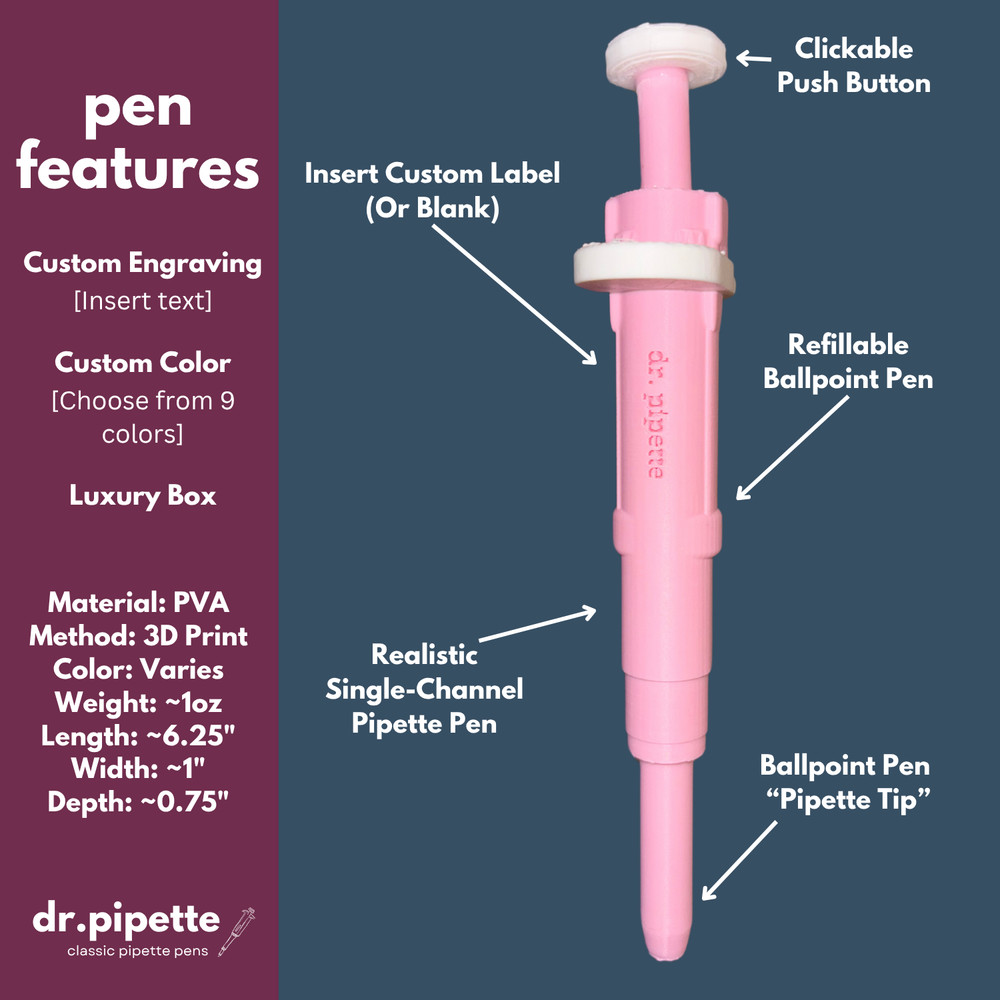 Custom Retractable Pipette-Shaped Ballpoint Pen (Cloud White)