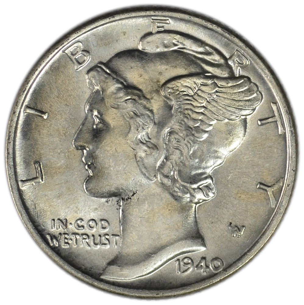 1940 10C BU Silver Mercury Dime
