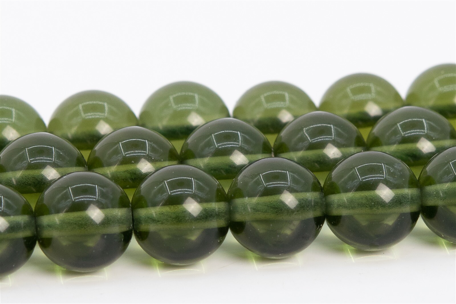 8MM Genuine Natural Moldavite Meteorite AAA Czech Republic Round Loose Beads 15"