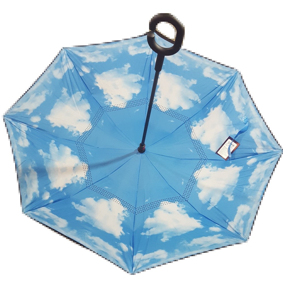 Inverted Upside Down Umbrella Rain C Handle Reverse Opening 2 Layer Inside Out