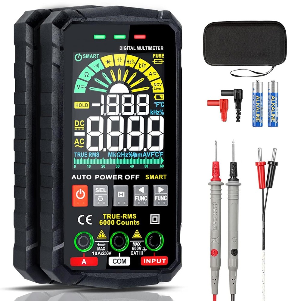 Smart Digital Multimeter 6000 Counts TRMS Auto Range LCD Colour Display